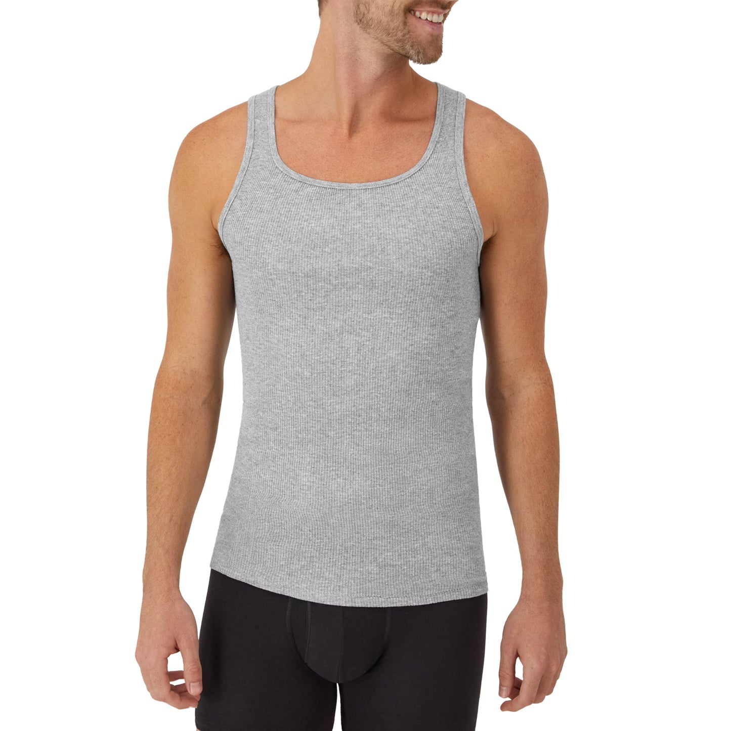 Hanes Men's Tank Undershirt Pack, Cotton Tank Undershirt, Moisture-Wicking, Breathable, White or Grey/Black, Multi-Pack