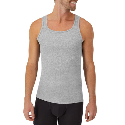 Hanes Men's Tank Undershirt Pack, Cotton Tank Undershirt, Moisture-Wicking, Breathable, White or Grey/Black, Multi-Pack