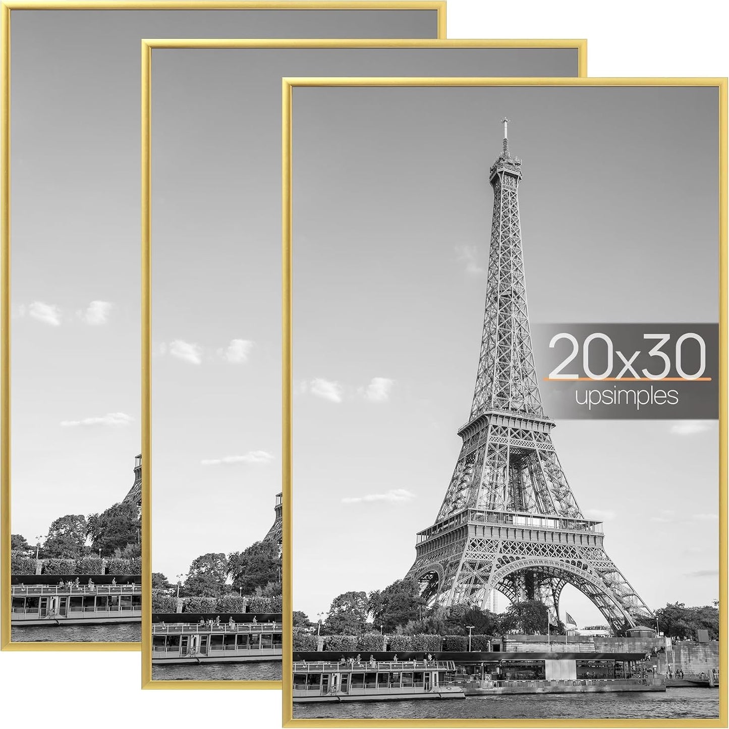 upsimples 12x16 Poster Frame, Easy Slide-In Assembly, Black, 3 Pack | Gallery Wall 12 x 16 Picture Frames Set for Family, Wedding, Christmas, Easy to Change Photos