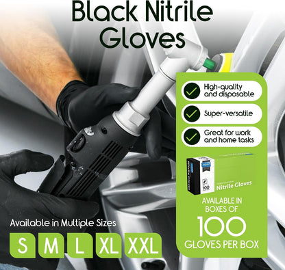 Inspire Black Nitrile Disposable Gloves | 4.5 Nitrile Disposable Safety Medical Cooking Cleaning Gloves