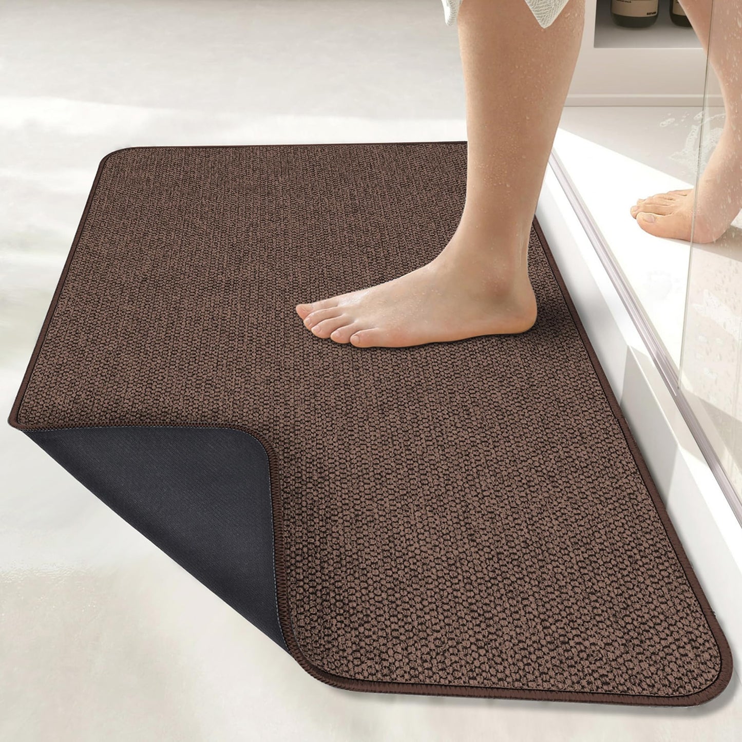 Bosap Bath Mat,Ultra Thin Bathroom Runner Rugs,Large Bath Mats for Bathroom,Quick Dry,Non-Slip,Machine Washable,Low Pile,Bath Rug,Shower Outside,Sink,Home Decor Accessories.Purple,3'x5'(36x60inch)