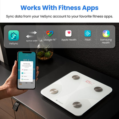 Etekcity Smart Scale for Body Weight, Body Fat and BMI, FSA Eligible | HSA Eligible, Bathroom Scale with Muscle Mass, Accurate Bluetooth App Sync, LED Display and Tempered Glass