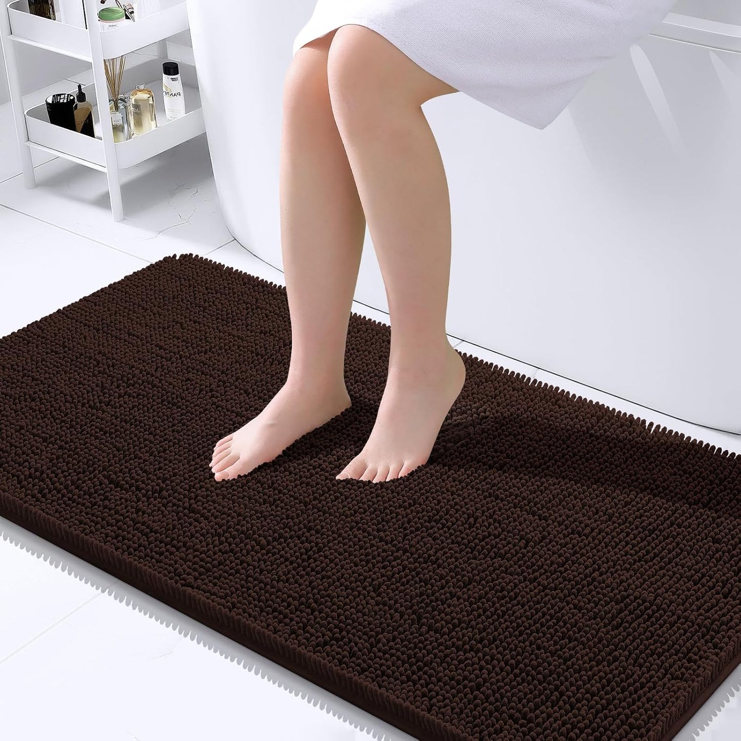 OLANLY Bathroom Rugs 30x20, Extra Soft Absorbent Chenille Bath Rugs | Grey, Quick-Drying Rubber Backing, Machine Washable Bath Mat for Bathroom Floor, Tub and Shower, Home Decor Accessories