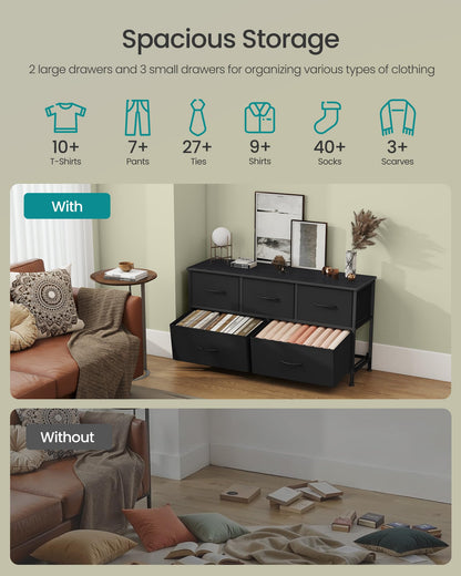 SONGMICS BELLAH Collection - Dresser for Bedroom, Chest of Drawers, Storage Organizer Unit, Closet, Entryway, Steel, 4 Drawers, Modern, Ink Black and Ebony Black ULGS314B01S