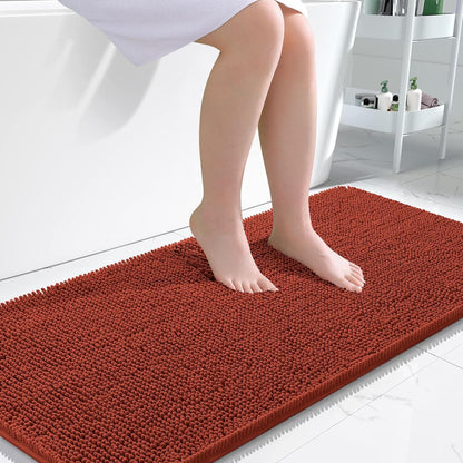 OLANLY Bathroom Rugs 30x20, Extra Soft Absorbent Chenille Bath Rugs | Grey, Quick-Drying Rubber Backing, Machine Washable Bath Mat for Bathroom Floor, Tub and Shower, Home Decor Accessories