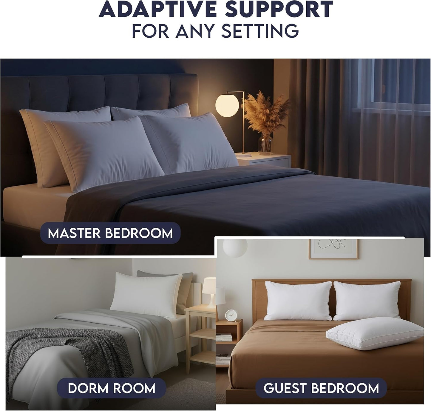 Utopia Bedding Gusset Bed Pillow, Hotel Pillows Queen Size Set of 2, White | Cotton Blended Down alternative pillows for sleeping, soft fluffy cooling comfort for Back, side & stomach sleepers, 2 pack