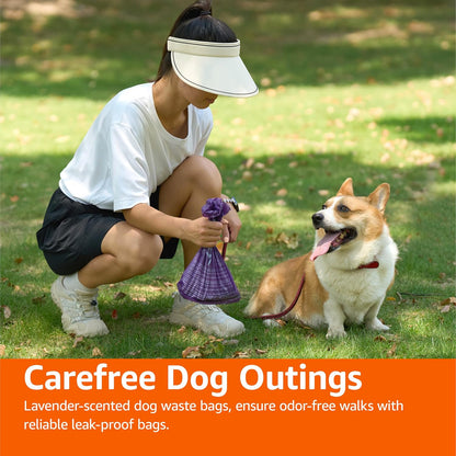 Amazon Basics Dog Poop Leak Proof Bags with Dispenser and Leash Clip, Unscented, 13" x 9" Large Size, 300 Count