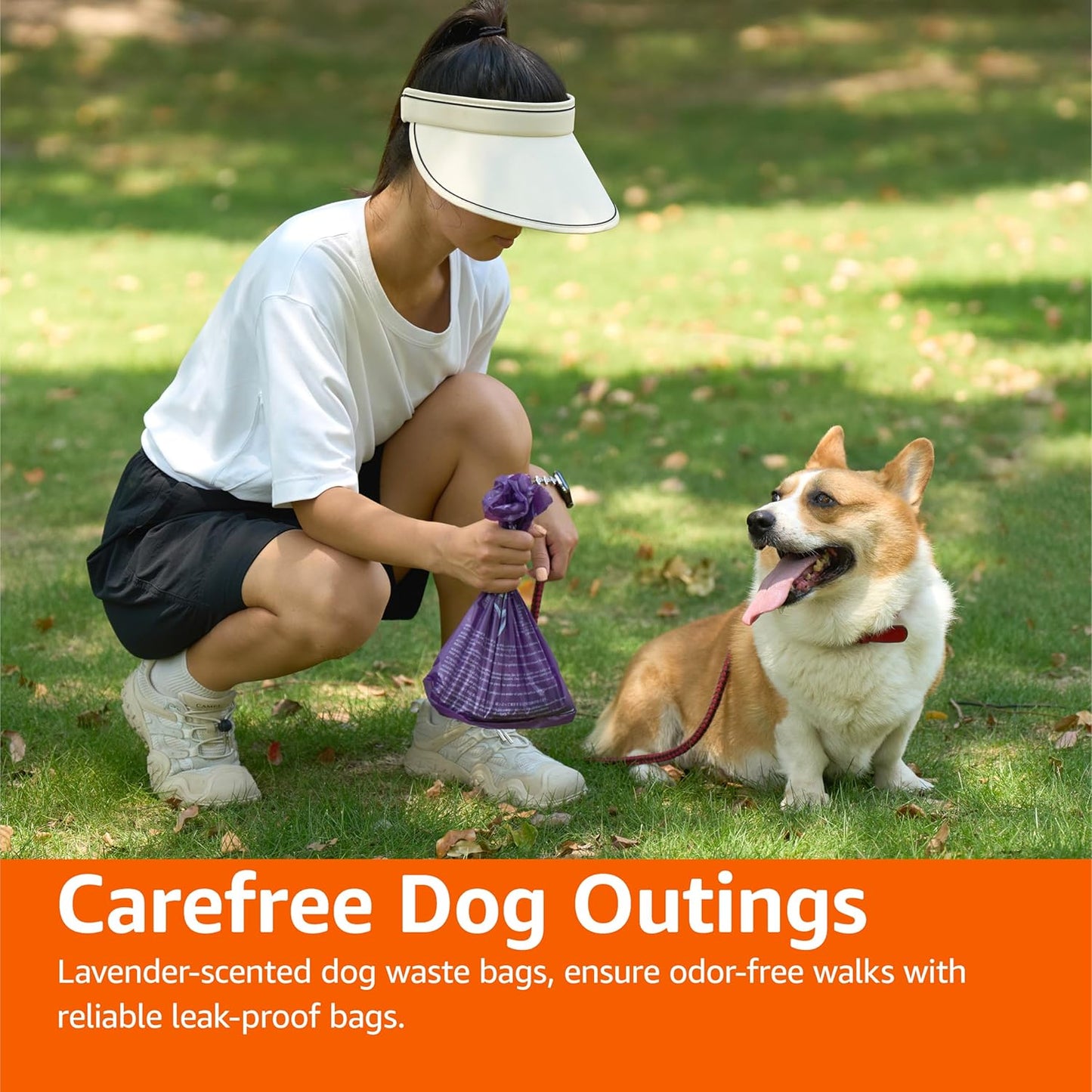 Amazon Basics Dog Poop Leak Proof Bags with Dispenser and Leash Clip, Unscented, 13" x 9" Large Size, 300 Count