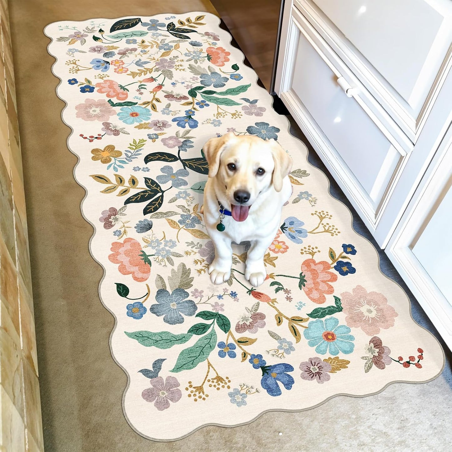 2x6 Hallway Washable Runner Rug : Vintage Soft Kitchen Laundry Runner with Non Slip Backing Farmhouse Entryway Living Room Floor Mat Stain Resistant Carpet for Bedroom Bathroom Distressed Beside Rug