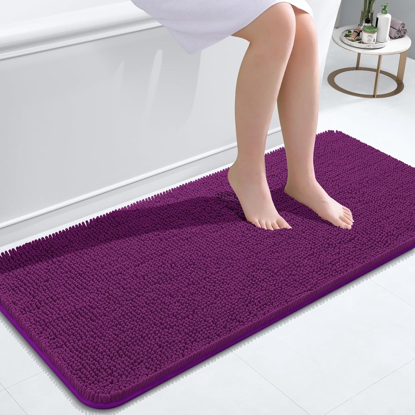 OLANLY Bathroom Rugs 30x20, Extra Soft Absorbent Chenille Bath Rugs | Grey, Quick-Drying Rubber Backing, Machine Washable Bath Mat for Bathroom Floor, Tub and Shower, Home Decor Accessories