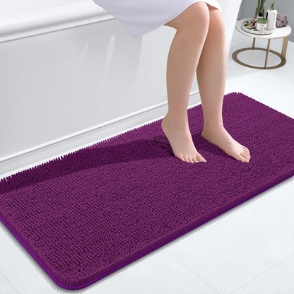 OLANLY Bathroom Rugs 30x20, Extra Soft Absorbent Chenille Bath Rugs | Grey, Quick-Drying Rubber Backing, Machine Washable Bath Mat for Bathroom Floor, Tub and Shower, Home Decor Accessories