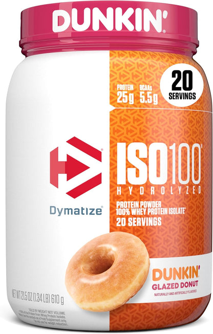 Dymatize ISO100 Protein Powder, 100% Whey Isolate, Cookies & Cream | 25g Protein, Hydrolyzed, Fast-Absorbing, Supports Muscle Health, 5.5g BCAAs, Gluten-Free, 20 Servings, 1.3 lb