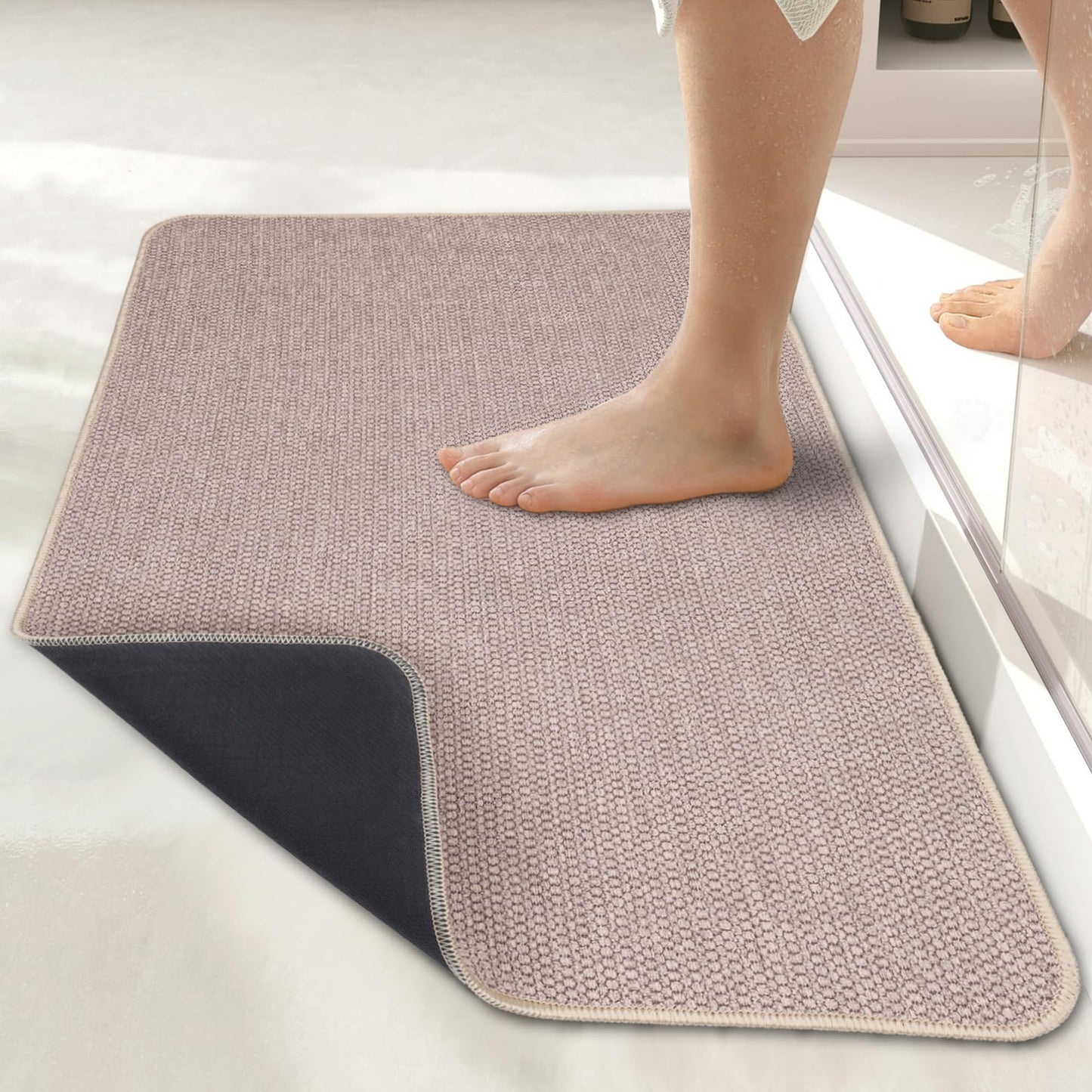 Bosap Bath Mat,Ultra Thin Bathroom Runner Rugs,Large Bath Mats for Bathroom,Quick Dry,Non-Slip,Machine Washable,Low Pile,Bath Rug,Shower Outside,Sink,Home Decor Accessories.Purple,3'x5'(36x60inch)