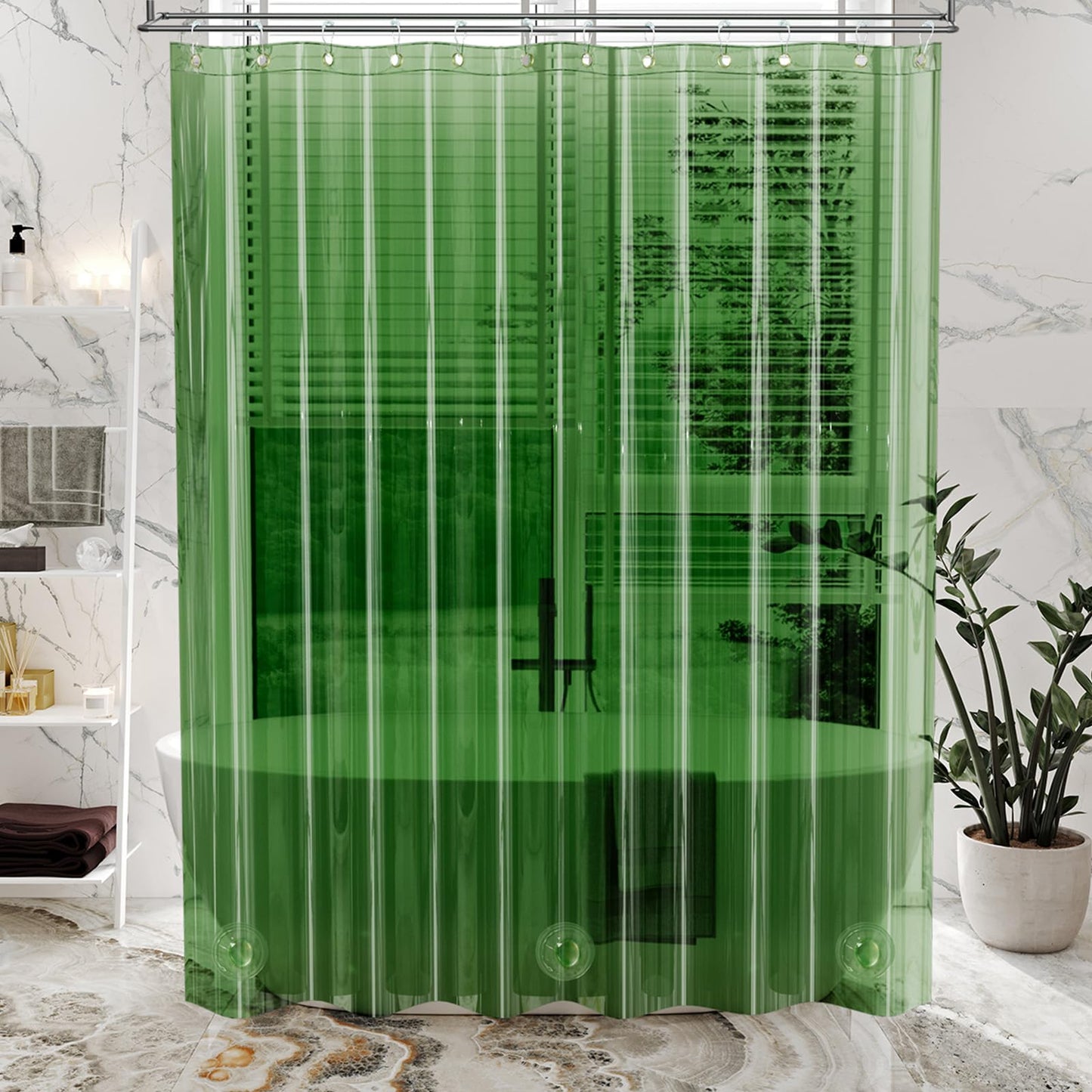 AmazerBath Plastic Shower Curtain Clear Premium PEVA, Clear Shower Curtain Heavy Duty 8G, Weighted Shower Curtains for Bathroom Accessories with 3 Big Stones and 12 Rustproof Grommets, 72x72 Inches