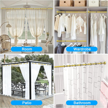 TEECK Shower Curtain Rod, 32-80 inch Adjustable Spring Tension Curtain Rod, Never Rust Anti-Slip Shower Curtain Rod for Bathroom, No Drilling, Never Collapse, Easy to Use, Silver