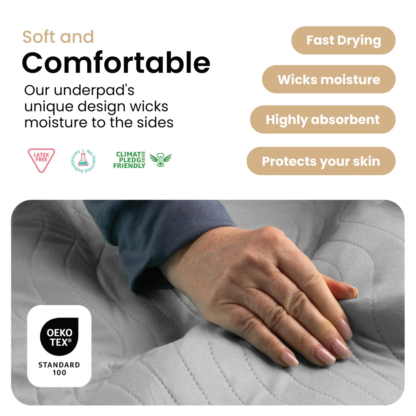 IMPROVIA® Washable Underpads, 34" x 36" (Pack of 4) - Heavy Absorbency Reusable Bedwetting Incontinence Pads for Kids, Adults, Elderly, and Pets - Waterproof Protective Pad for Bed, Couch, Sofa, Floor