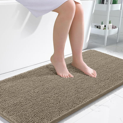 OLANLY Bathroom Rugs 30x20, Extra Soft Absorbent Chenille Bath Rugs | Grey, Quick-Drying Rubber Backing, Machine Washable Bath Mat for Bathroom Floor, Tub and Shower, Home Decor Accessories