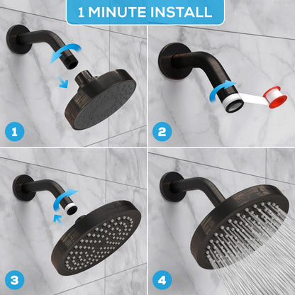 SparkPod Rain Shower Head, 6 Inch Round, Luxury Polished Chrome Finish | High Pressure Shower Heads, 90 Nozzles, Adjustable Showerhead, No Tools Needed, Universal Connection