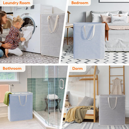 Lifewit 2 Pack Laundry Basket 80L Each, Collapsible Clothes Hamper with Reinforced Handles, Freestanding Waterproof Design for Bedroom and Laundry Room, Grey 160L Total