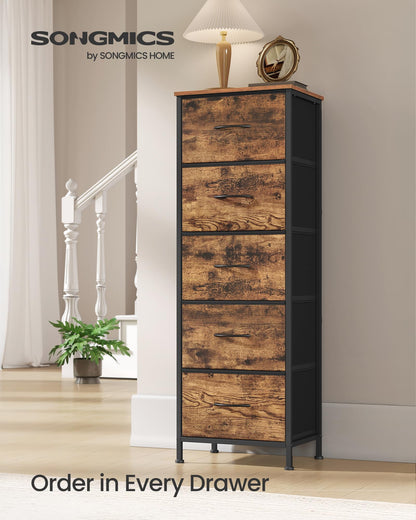 SONGMICS BELLAH Collection - Dresser for Bedroom, Chest of Drawers, Storage Organizer Unit, Closet, Entryway, Steel, 4 Drawers, Modern, Ink Black and Ebony Black ULGS314B01S