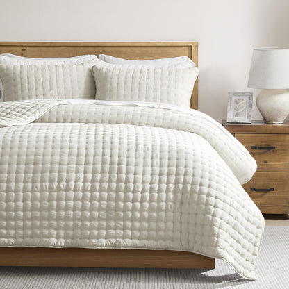 WDCOZY Beige King Size Quilt Bedding Sets with Pillow Shams, Tan Cream Lightweight Bedspread Coverlet, Quilted Blanket Thin Comforter Bed Cover, All Season Summer Spring, 3 Pieces, 104x90 inches