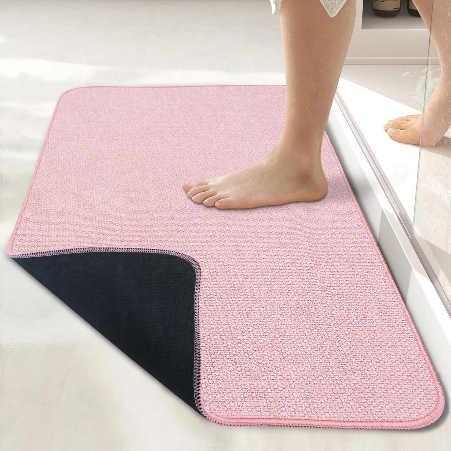 Bosap Bath Mat,Ultra Thin Bathroom Runner Rugs,Large Bath Mats for Bathroom,Quick Dry,Non-Slip,Machine Washable,Low Pile,Bath Rug,Shower Outside,Sink,Home Decor Accessories.Purple,3'x5'(36x60inch)