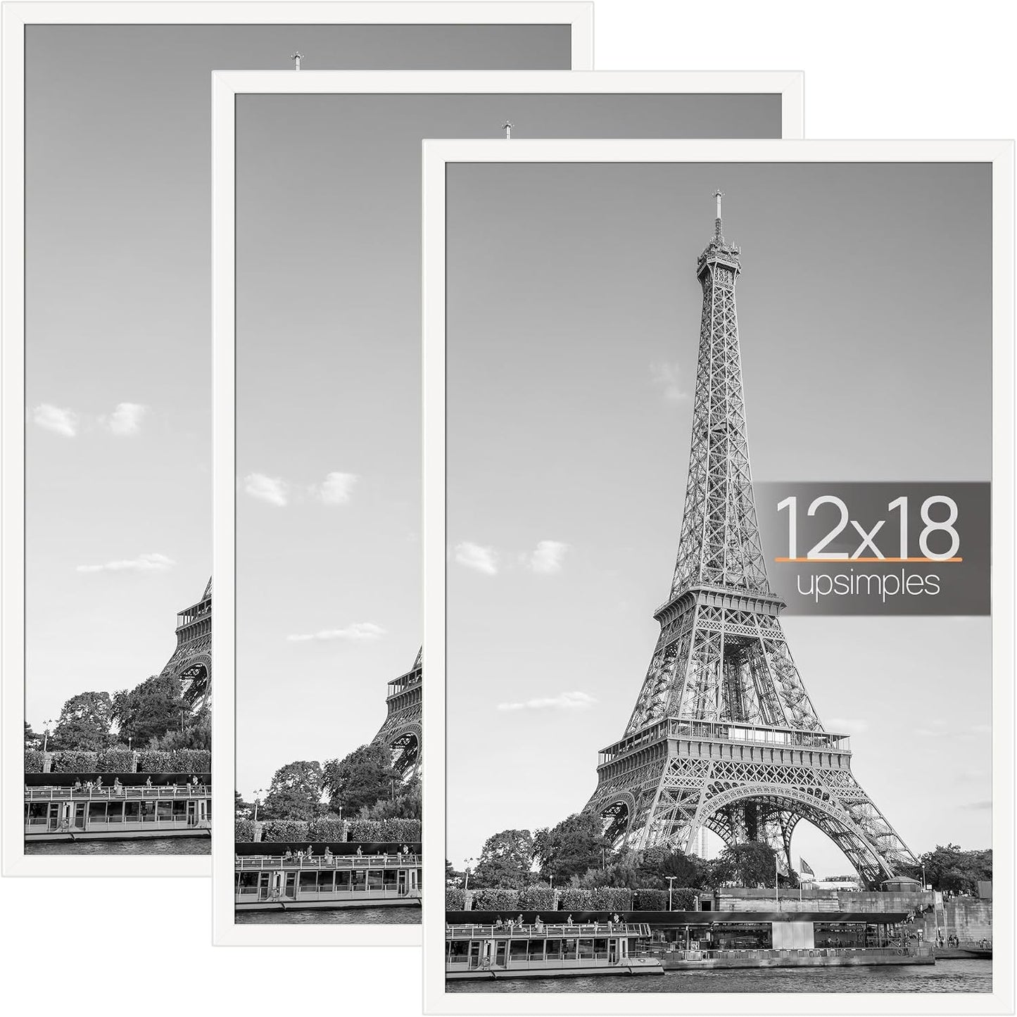 upsimples 12x16 Poster Frame, Easy Slide-In Assembly, Black, 3 Pack | Gallery Wall 12 x 16 Picture Frames Set for Family, Wedding, Christmas, Easy to Change Photos