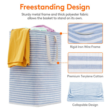 Lifewit 2 Pack Laundry Basket 80L Each, Collapsible Clothes Hamper with Reinforced Handles, Freestanding Waterproof Design for Bedroom and Laundry Room, Grey 160L Total