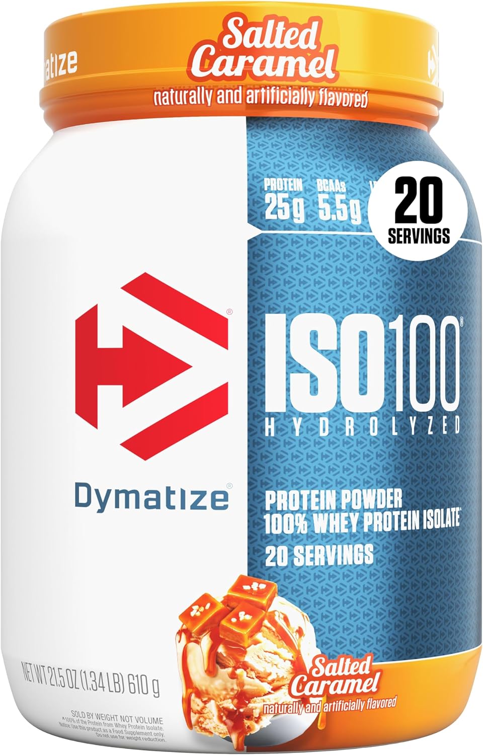 Dymatize ISO100 Protein Powder, 100% Whey Isolate, Cookies & Cream | 25g Protein, Hydrolyzed, Fast-Absorbing, Supports Muscle Health, 5.5g BCAAs, Gluten-Free, 20 Servings, 1.3 lb