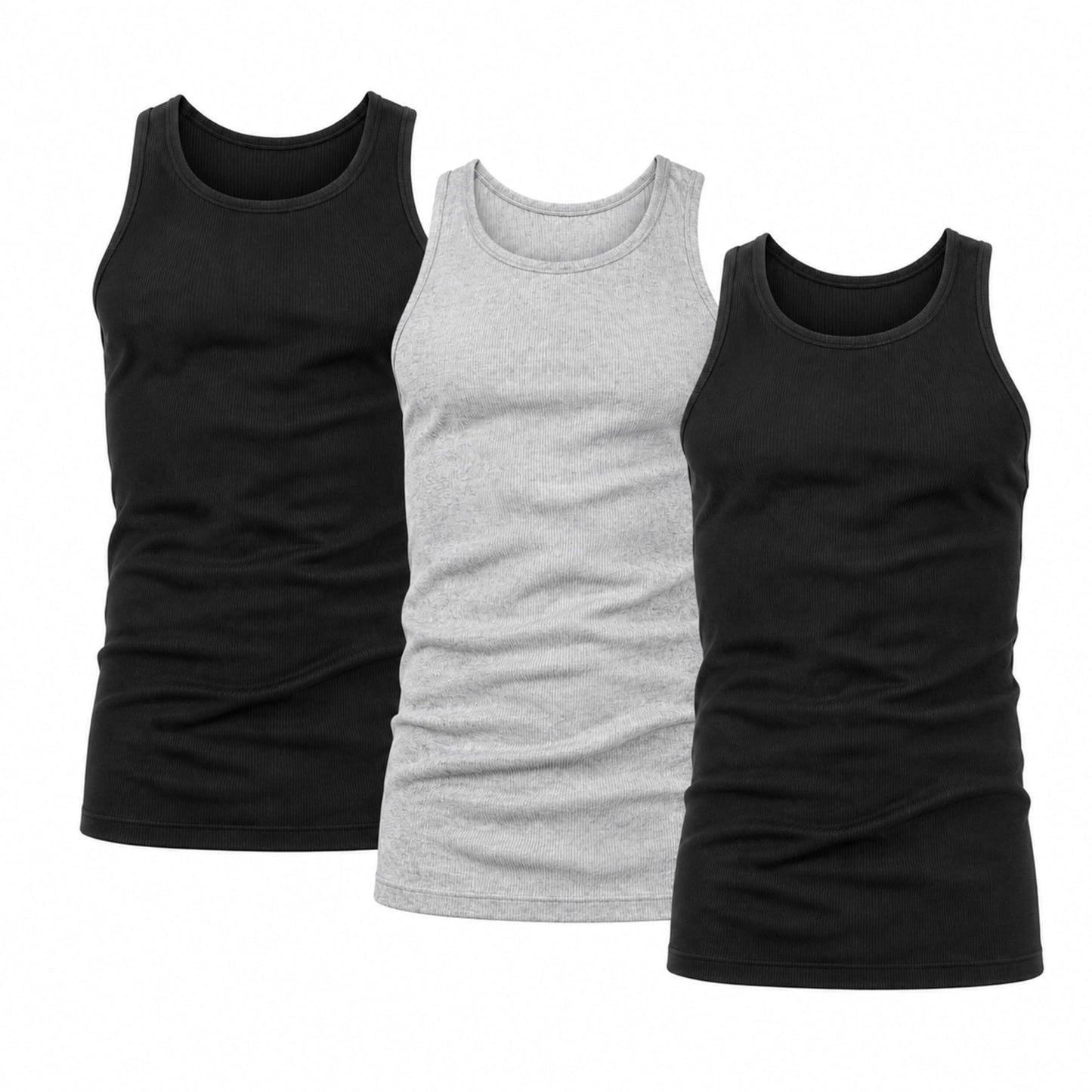 Hanes Men's Tank Undershirt Pack, Cotton Tank Undershirt, Moisture-Wicking, Breathable, White or Grey/Black, Multi-Pack