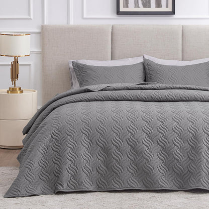 Love's cabin Quilts for Queen Bed Blue Bedspreads - Soft Bed Summer Lightweight Bedspread Comforter - Modern Style Coin Pattern Coverlet for All Season - 3 Pieces (1 Quilt, 2 Pillow Shams)