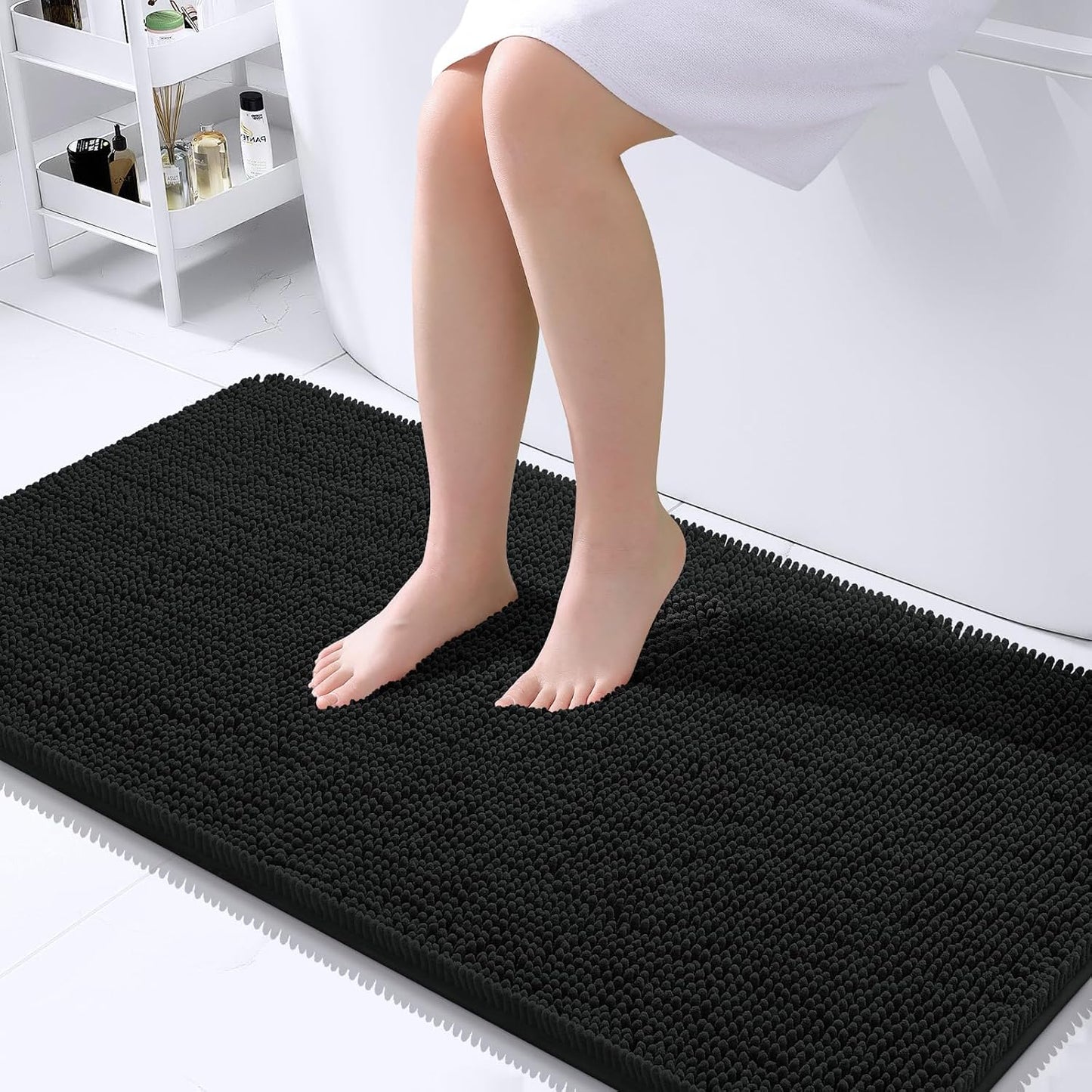 OLANLY Bathroom Rugs 30x20, Extra Soft Absorbent Chenille Bath Rugs | Grey, Quick-Drying Rubber Backing, Machine Washable Bath Mat for Bathroom Floor, Tub and Shower, Home Decor Accessories