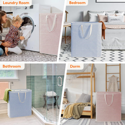 Lifewit 2 Pack Laundry Basket 80L Each, Collapsible Clothes Hamper with Reinforced Handles, Freestanding Waterproof Design for Bedroom and Laundry Room, Grey 160L Total