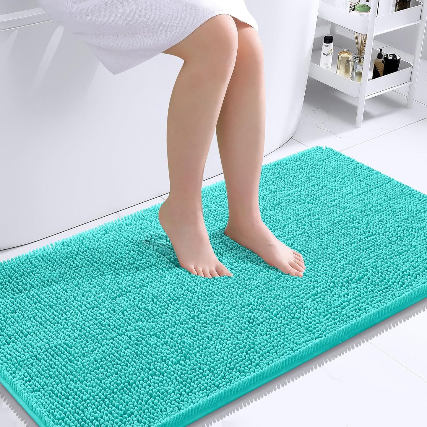OLANLY Bathroom Rugs 30x20, Extra Soft Absorbent Chenille Bath Rugs | Grey, Quick-Drying Rubber Backing, Machine Washable Bath Mat for Bathroom Floor, Tub and Shower, Home Decor Accessories