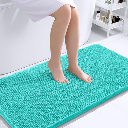 OLANLY Bathroom Rugs 30x20, Extra Soft Absorbent Chenille Bath Rugs | Grey, Quick-Drying Rubber Backing, Machine Washable Bath Mat for Bathroom Floor, Tub and Shower, Home Decor Accessories