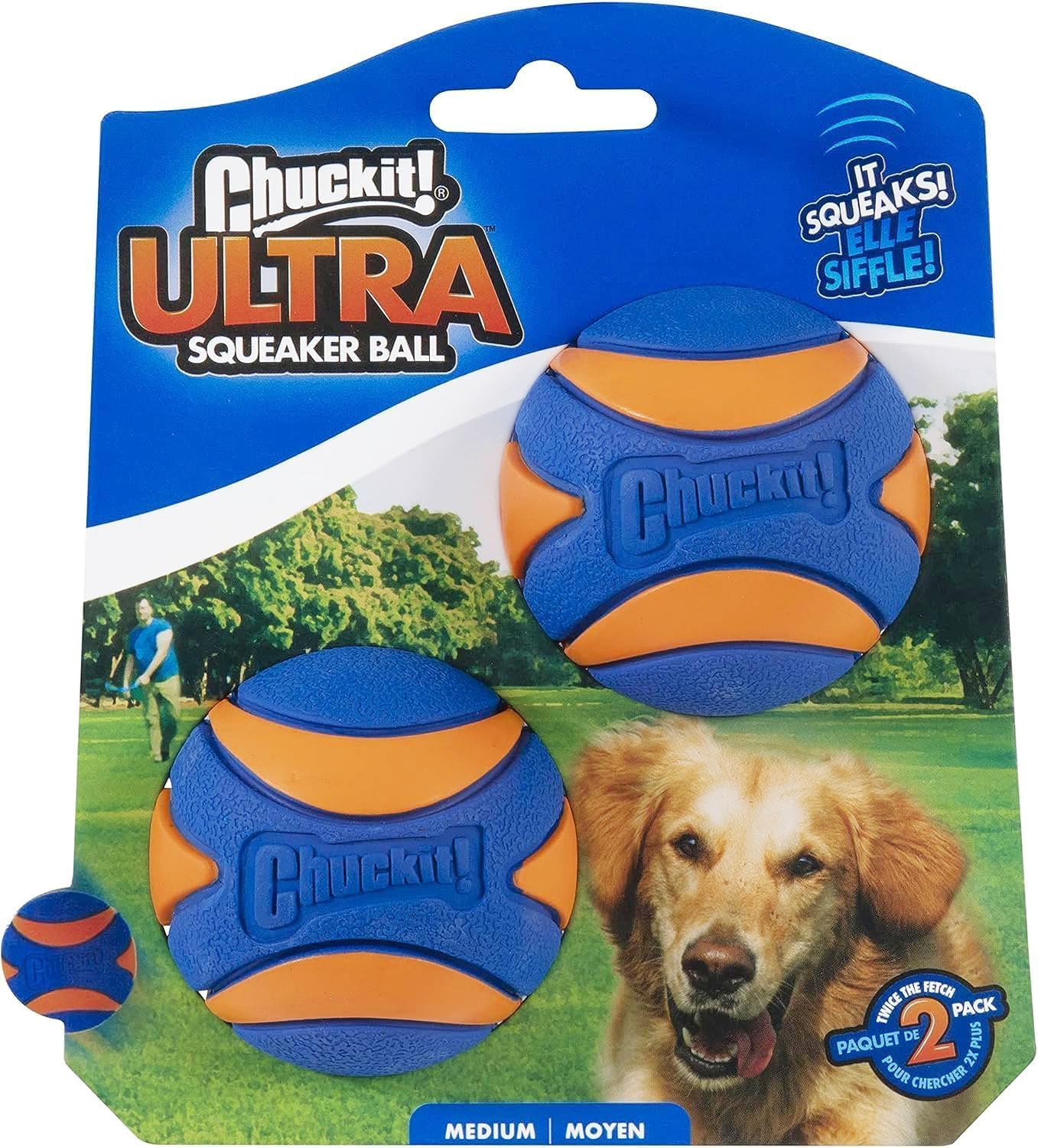 Chuckit! Ultra Ball Dog Toy, Durable Rubber, Medium 2.5-in, 2 Pack | Made from Durable Rubber with an Extra-Thick Core, This Bouncy Fetch Ball Floats in Water for Lasting Games of Fetch