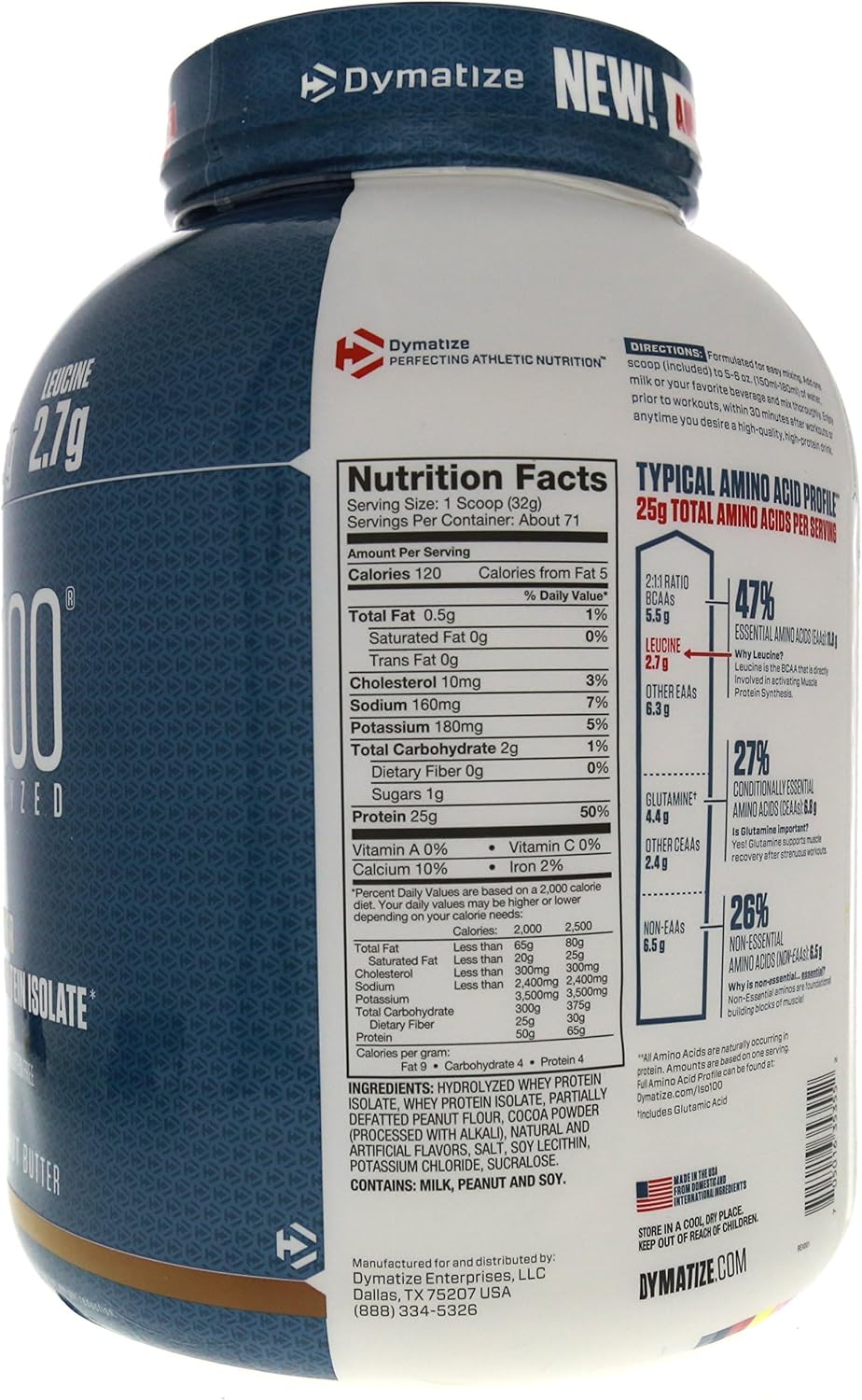 Dymatize ISO100 Protein Powder, 100% Whey Isolate, Cookies & Cream | 25g Protein, Hydrolyzed, Fast-Absorbing, Supports Muscle Health, 5.5g BCAAs, Gluten-Free, 20 Servings, 1.3 lb