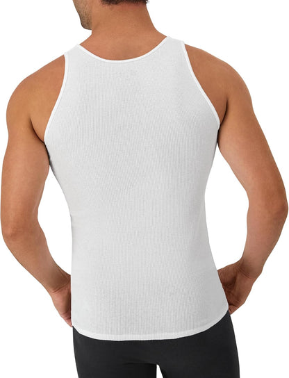 Hanes Men's Tank Undershirt Pack, Cotton Tank Undershirt, Moisture-Wicking, Breathable, White or Grey/Black, Multi-Pack