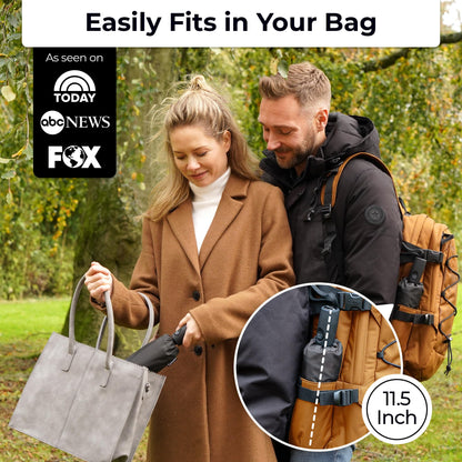 Strongest Windproof Travel Umbrella (Compact, 100MPH Wind-Tested), Light, Portable, One-Handed Use, Automatic Folding Rain Umbrella, Durable, Premium Grip, Fits Car & Backpack