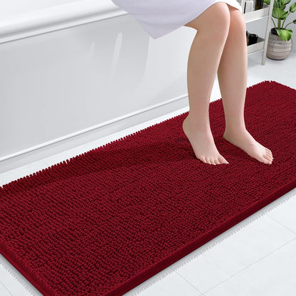 OLANLY Bathroom Rugs 30x20, Extra Soft Absorbent Chenille Bath Rugs | Grey, Quick-Drying Rubber Backing, Machine Washable Bath Mat for Bathroom Floor, Tub and Shower, Home Decor Accessories