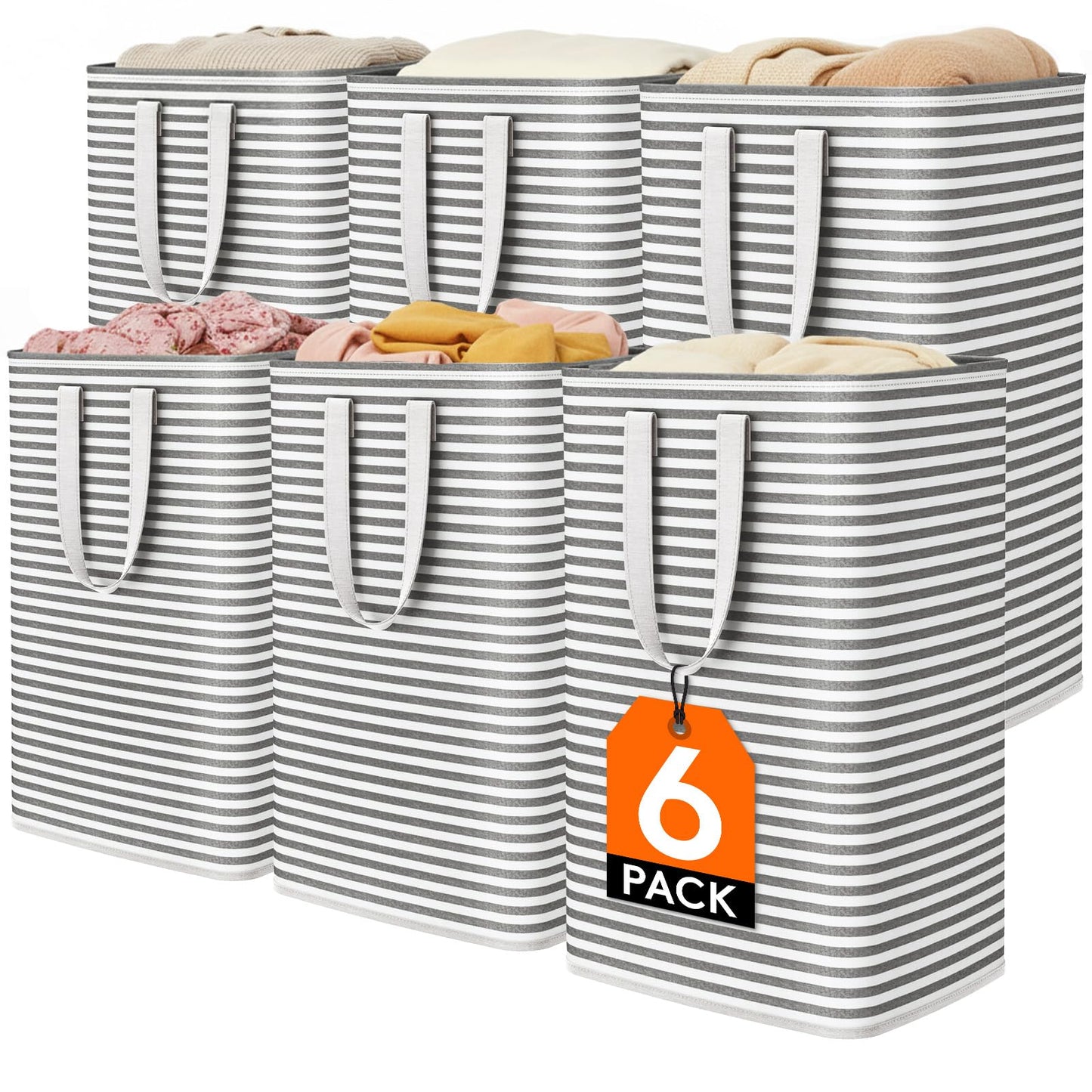 Lifewit 2 Pack Laundry Basket 80L Each, Collapsible Clothes Hamper with Reinforced Handles, Freestanding Waterproof Design for Bedroom and Laundry Room, Grey 160L Total