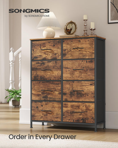 SONGMICS BELLAH Collection - Dresser for Bedroom, Chest of Drawers, Storage Organizer Unit, Closet, Entryway, Steel, 4 Drawers, Modern, Ink Black and Ebony Black ULGS314B01S