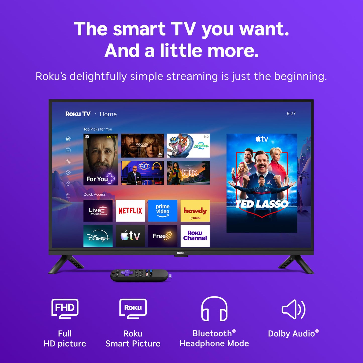 Roku 40-Inch Smart TV 2026 - Select Series, 1080p Full HD TV - RokuTV | Flat Screen LED Television with Voice Remote, Wi-Fi & Bluetooth Headphone Mode - Streaming Live Local News Sports & Movies
