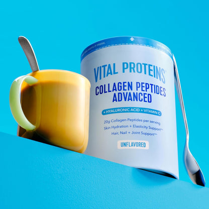 Vital Proteins Collagen Peptides Powder Advanced, Unflavored, 20oz | Hyaluronic Acid & Vitamin C, Supports Hair Skin & Nails, Collagen Peptides, 27 Servings