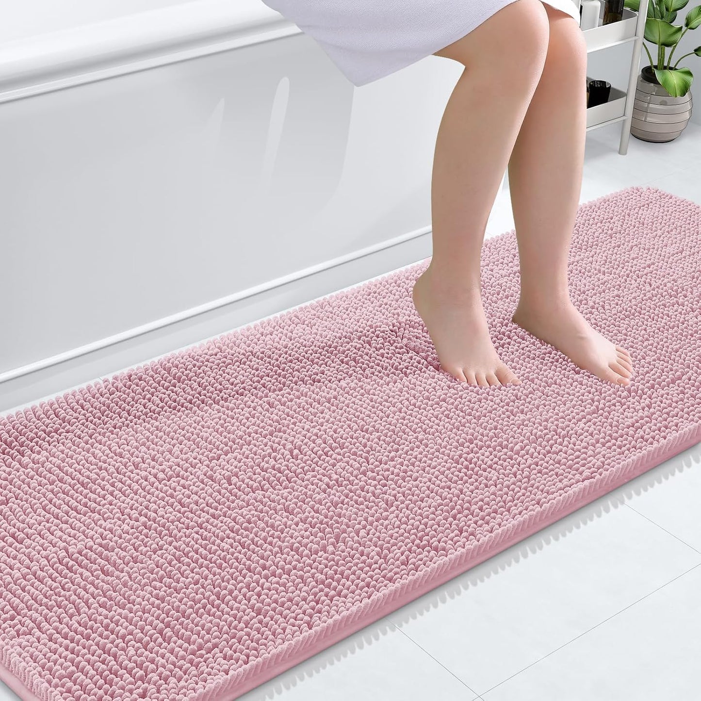 OLANLY Bathroom Rugs 30x20, Extra Soft Absorbent Chenille Bath Rugs | Grey, Quick-Drying Rubber Backing, Machine Washable Bath Mat for Bathroom Floor, Tub and Shower, Home Decor Accessories