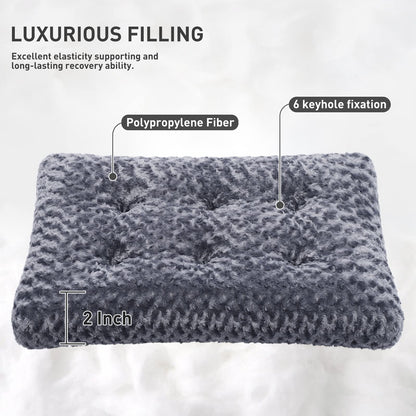 KSIIA Washable Dog Bed Medium Size Dog Crate Bed Plush Pet Mat 35"x23" Gray | Deluxe Plush Comfy Kennel Pad, Anti-Slip Bottom,Deep Sleeping Mat for Medium Dogs,Machine Washable for Easy Cleaning