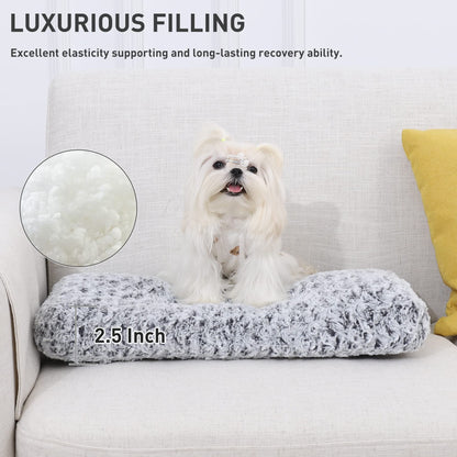 KSIIA Washable Dog Bed Medium Size Dog Crate Bed Plush Pet Mat 35"x23" Gray | Deluxe Plush Comfy Kennel Pad, Anti-Slip Bottom,Deep Sleeping Mat for Medium Dogs,Machine Washable for Easy Cleaning