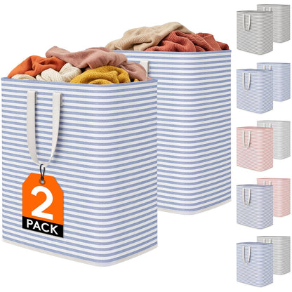 Lifewit 2 Pack Laundry Basket 80L Each, Collapsible Clothes Hamper with Reinforced Handles, Freestanding Waterproof Design for Bedroom and Laundry Room, Grey 160L Total
