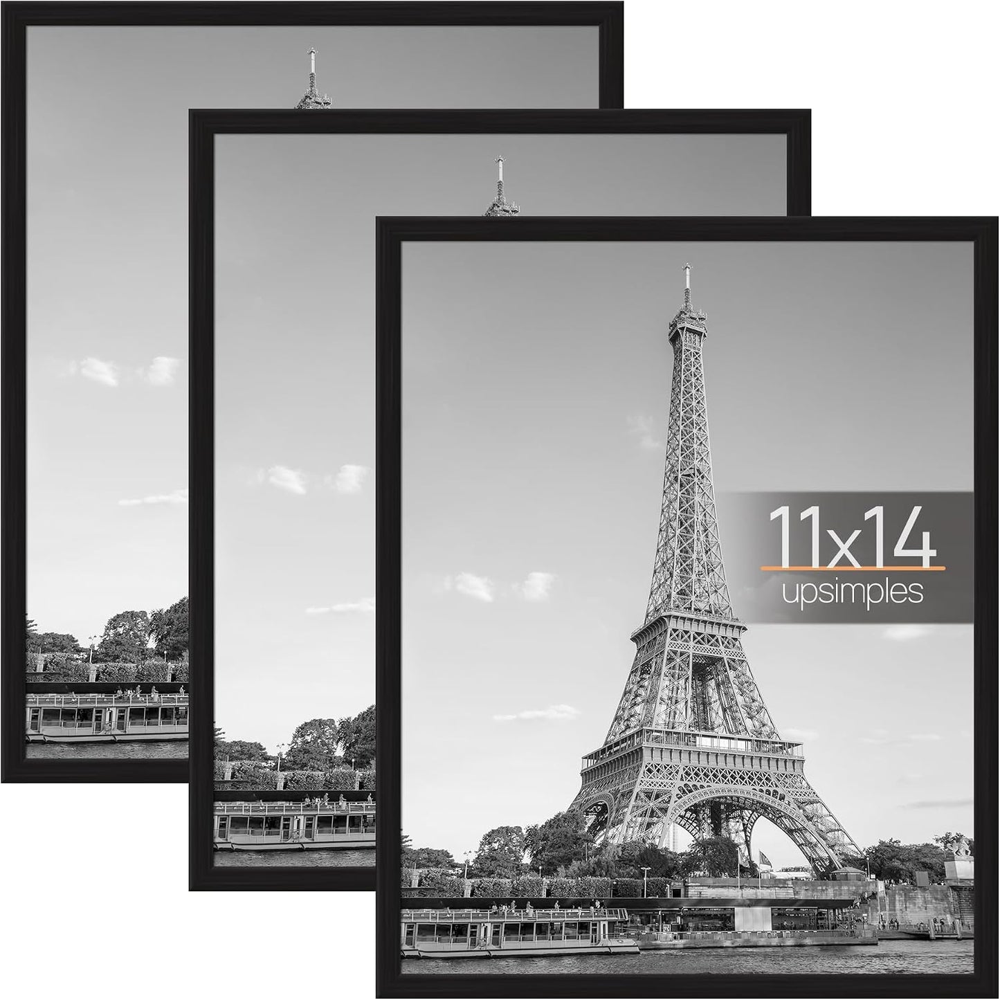 upsimples 12x16 Poster Frame, Easy Slide-In Assembly, Black, 3 Pack | Gallery Wall 12 x 16 Picture Frames Set for Family, Wedding, Christmas, Easy to Change Photos