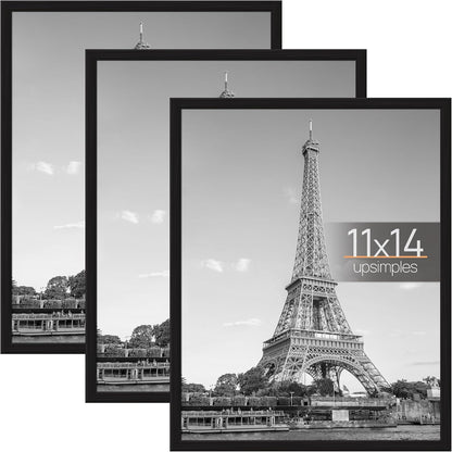 upsimples 12x16 Poster Frame, Easy Slide-In Assembly, Black, 3 Pack | Gallery Wall 12 x 16 Picture Frames Set for Family, Wedding, Christmas, Easy to Change Photos